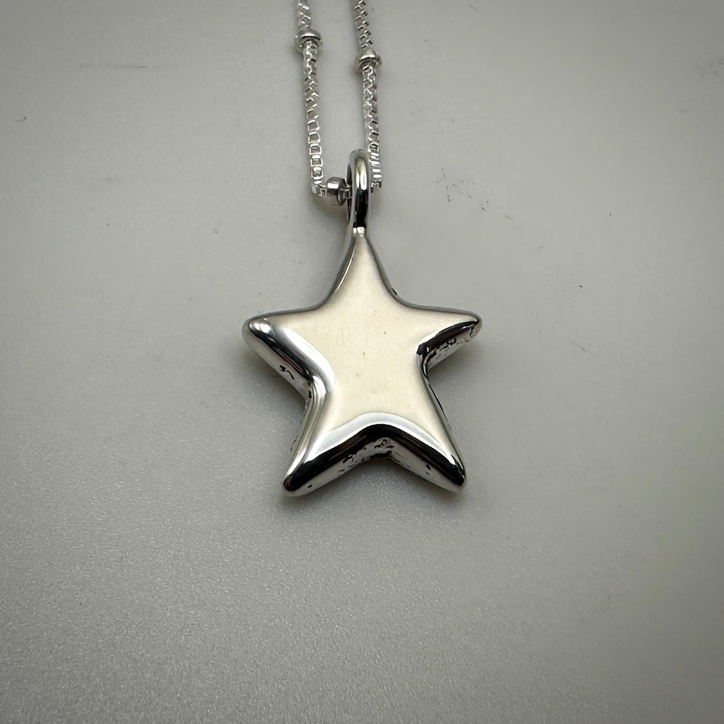 Cast Solid Sterling Silver Star Necklace