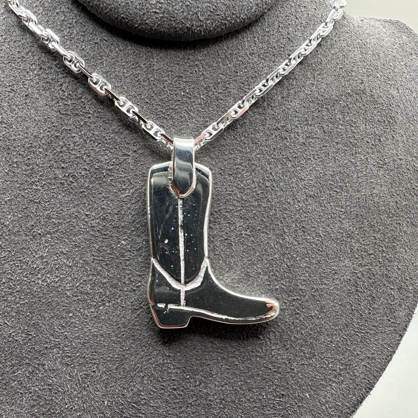 Heavy solid Sterling Silver Boot Necklace
