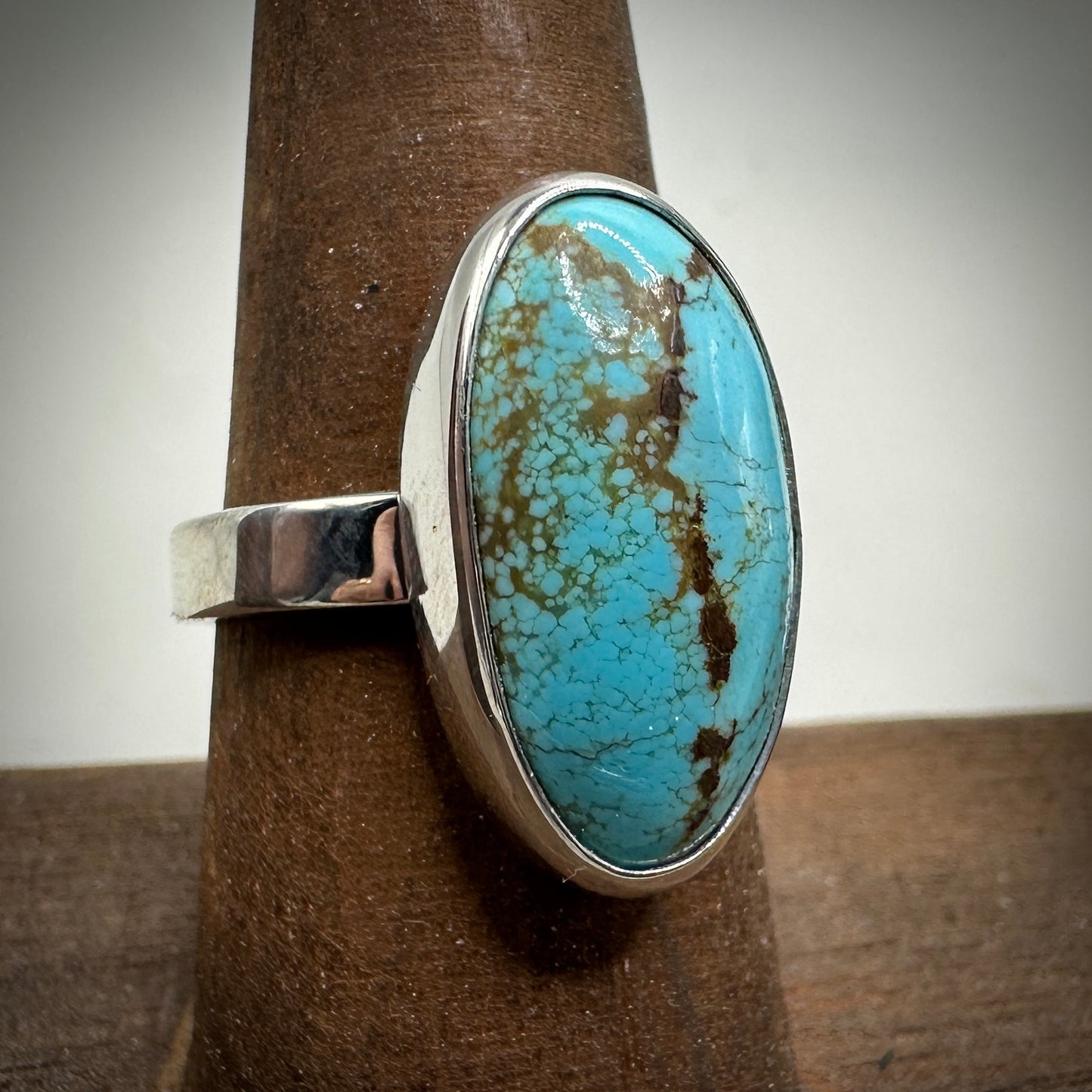 #8 Mine Turquoise in Sterling Silver size 8.25 band
