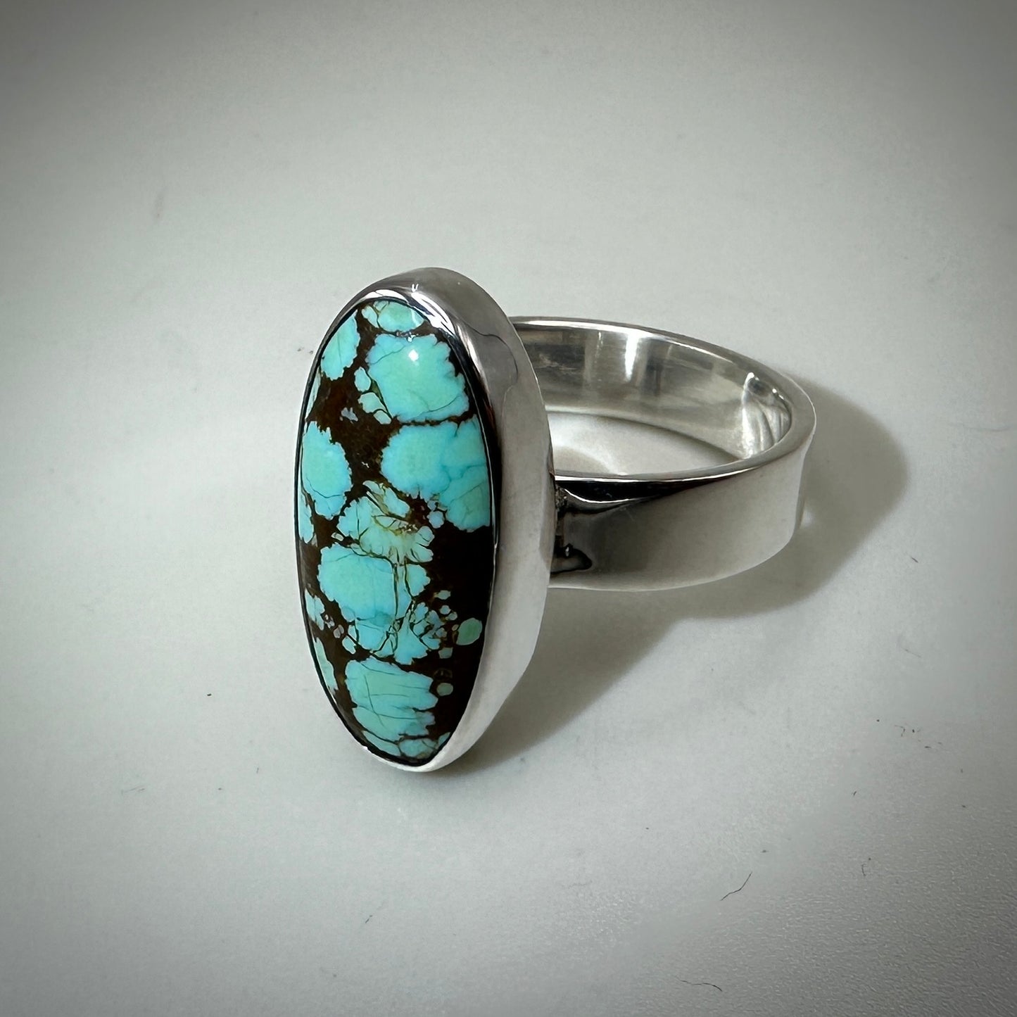 #8 Mine Turquoise in Sterling Silver size 11 band