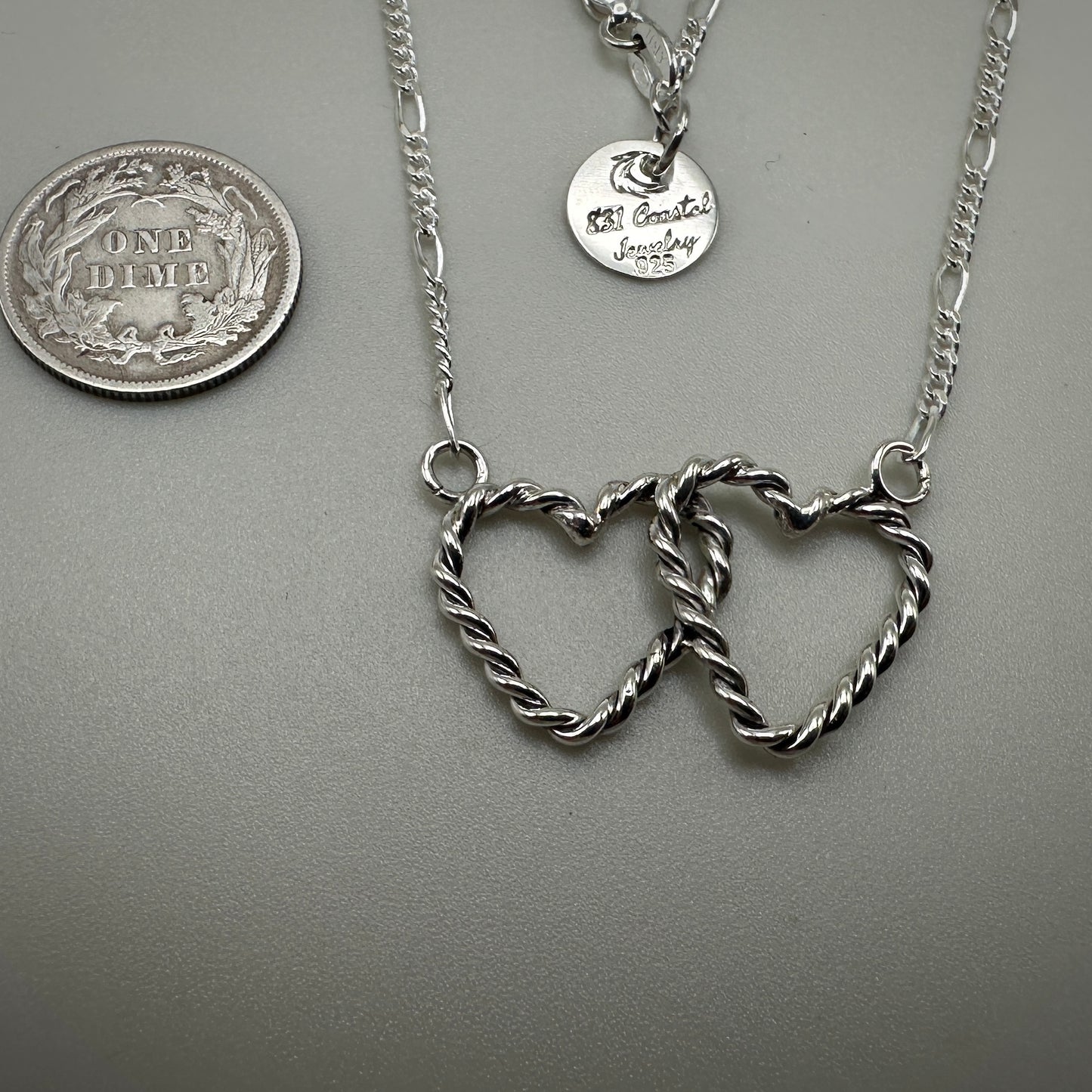 Petite Double Heart Sterling Necklace