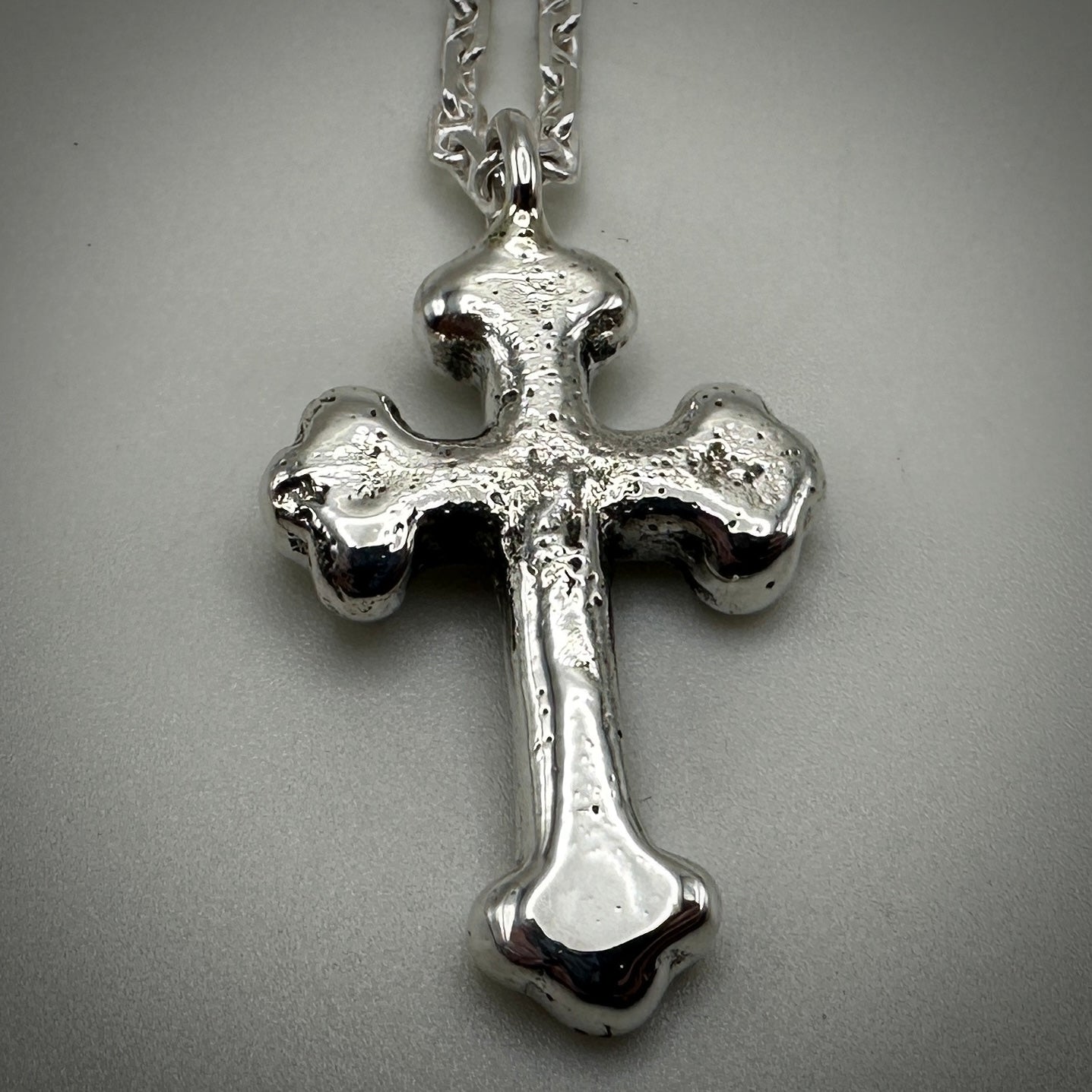 Heavy solid Sterling Silver Religious Cross Necklace