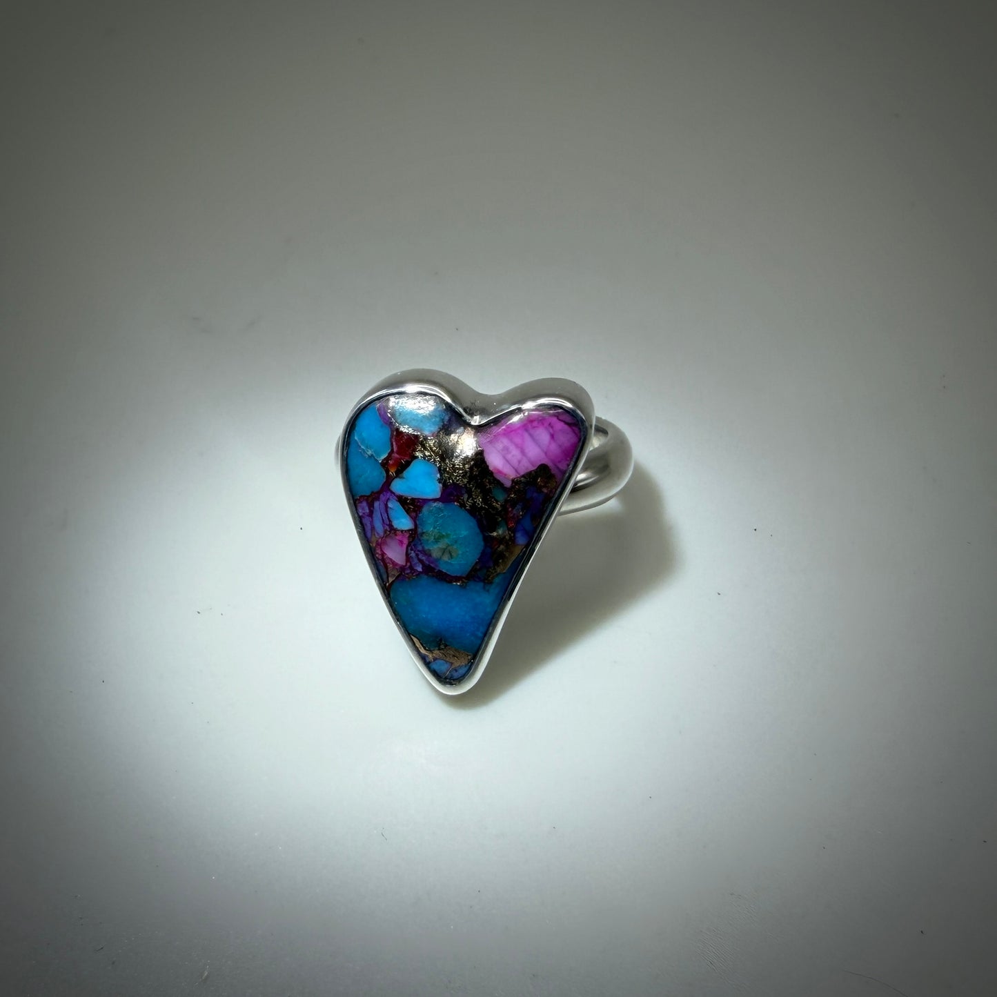 Purple Dahlia Heart Sterling Silver Ring size 5 band