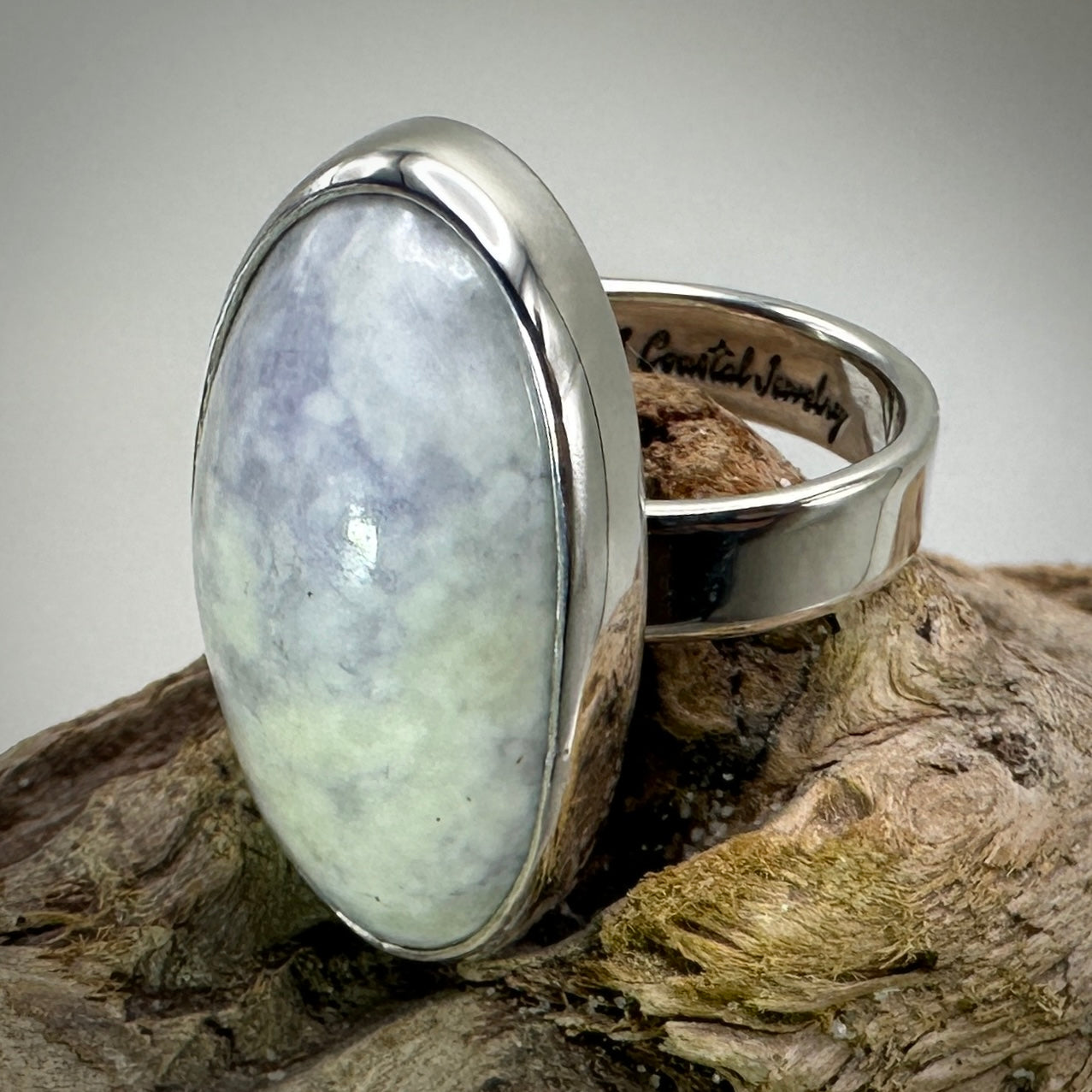 Lavender Jade Sterling Silver Ring size 9 band