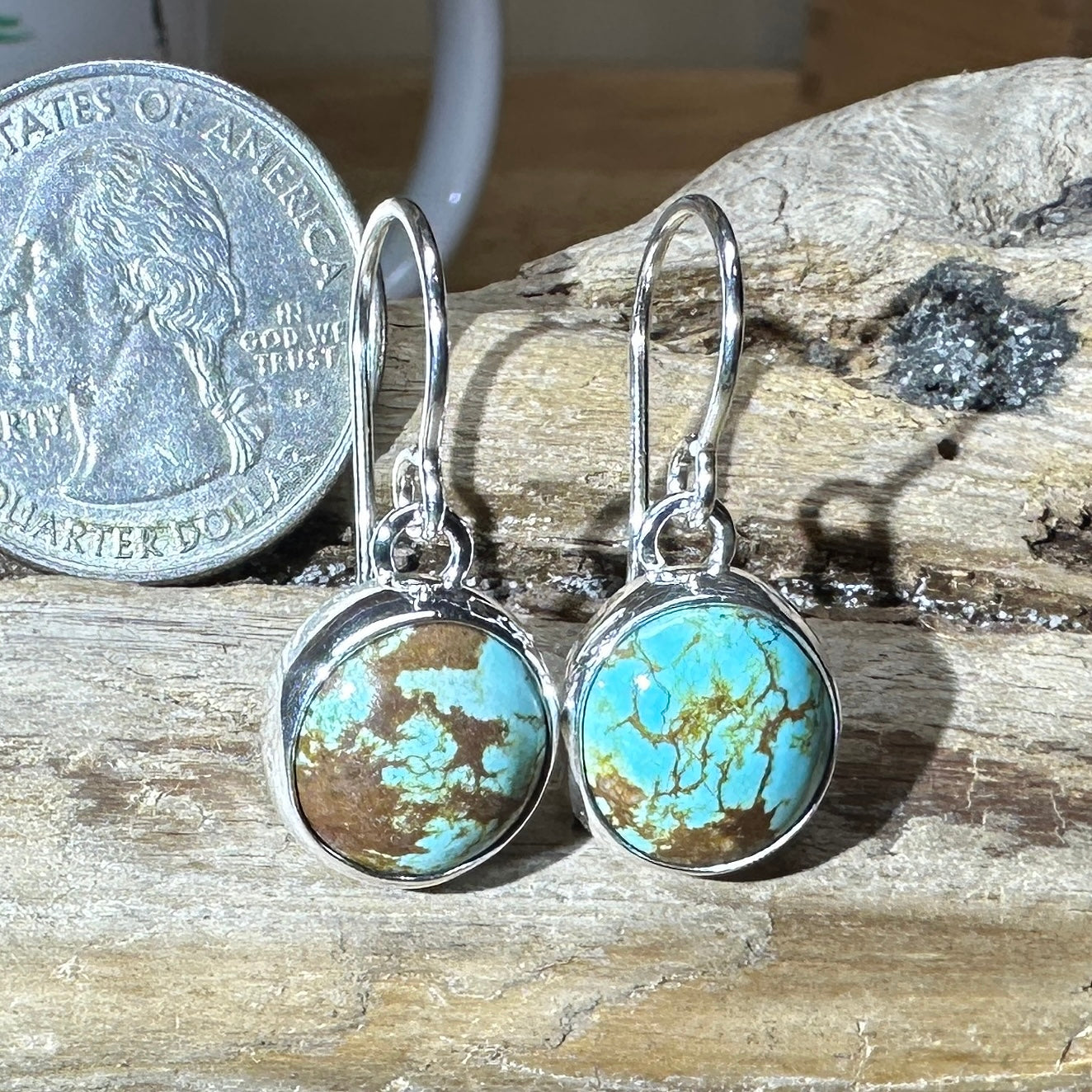Number 8 Mine (NV) Turquoise Sterling Silver Earrings