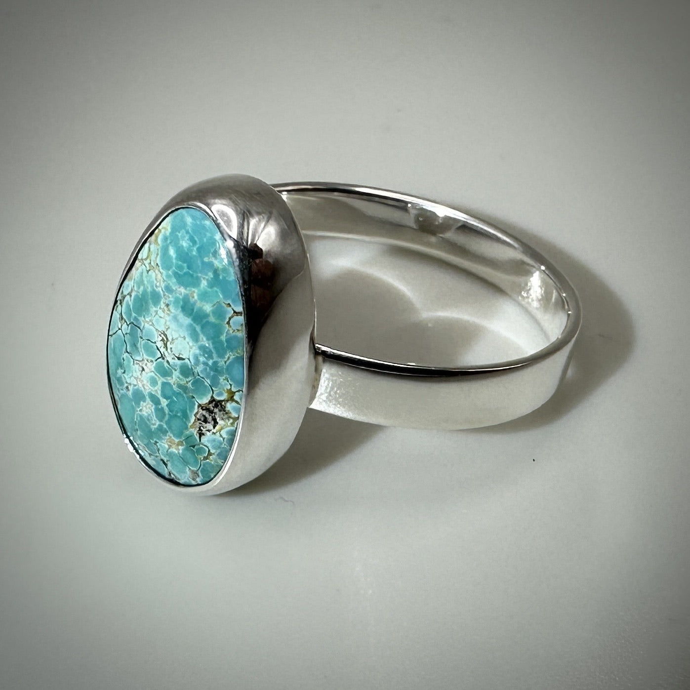 Brannon Blue Turquoise in Sterling Silver size 10 band
