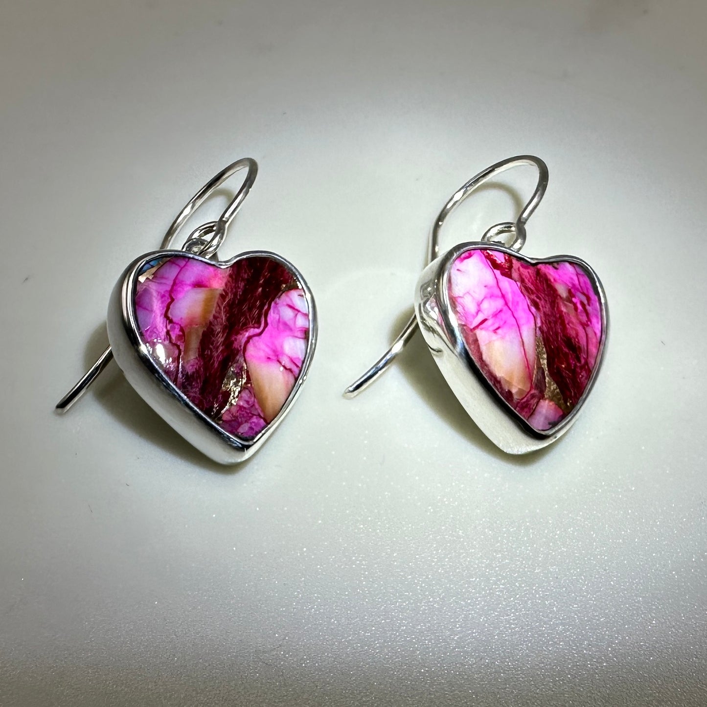 Purple Dahlia heart Sterling Silver Earrings