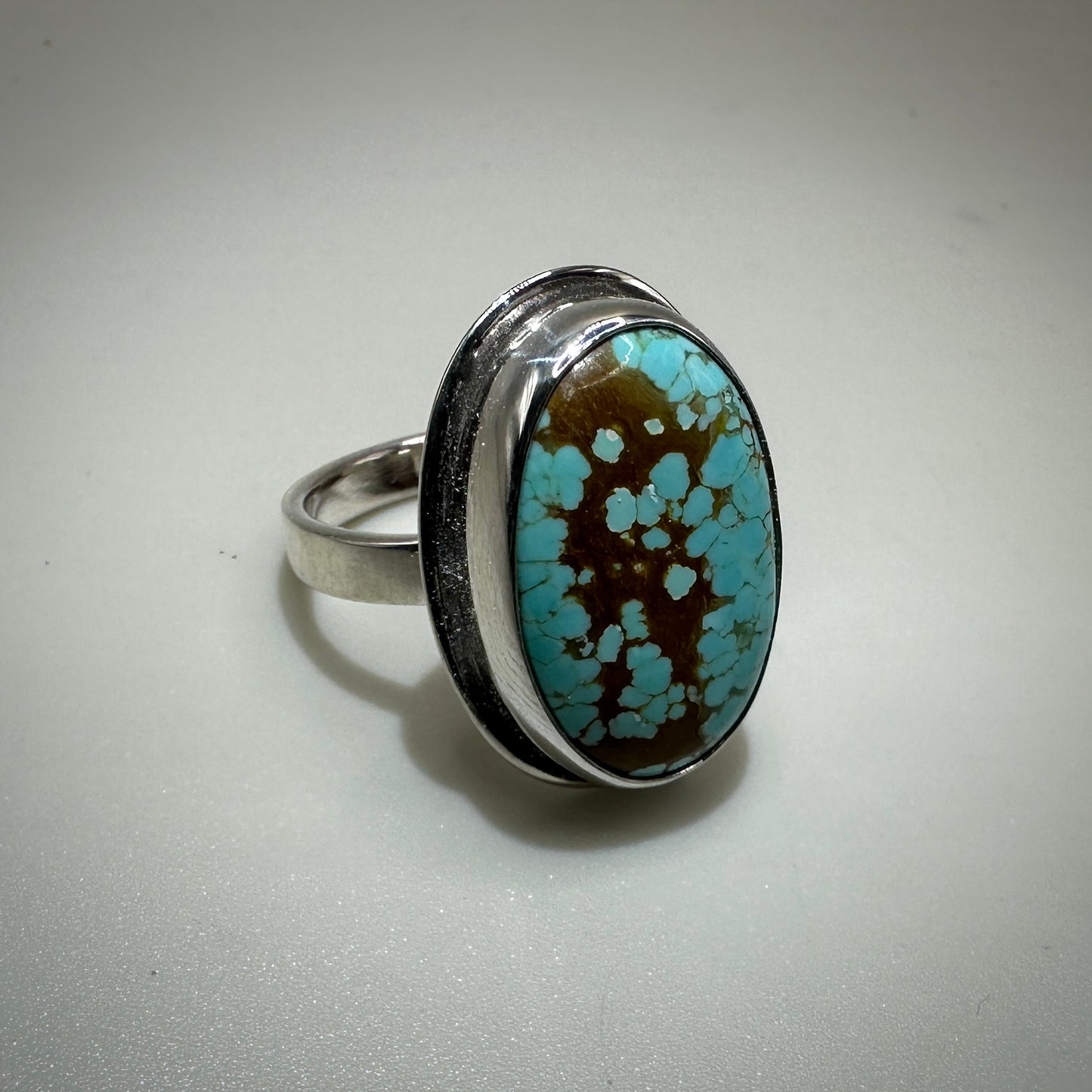#8 Mine Turquoise in Sterling Silver size 8 band