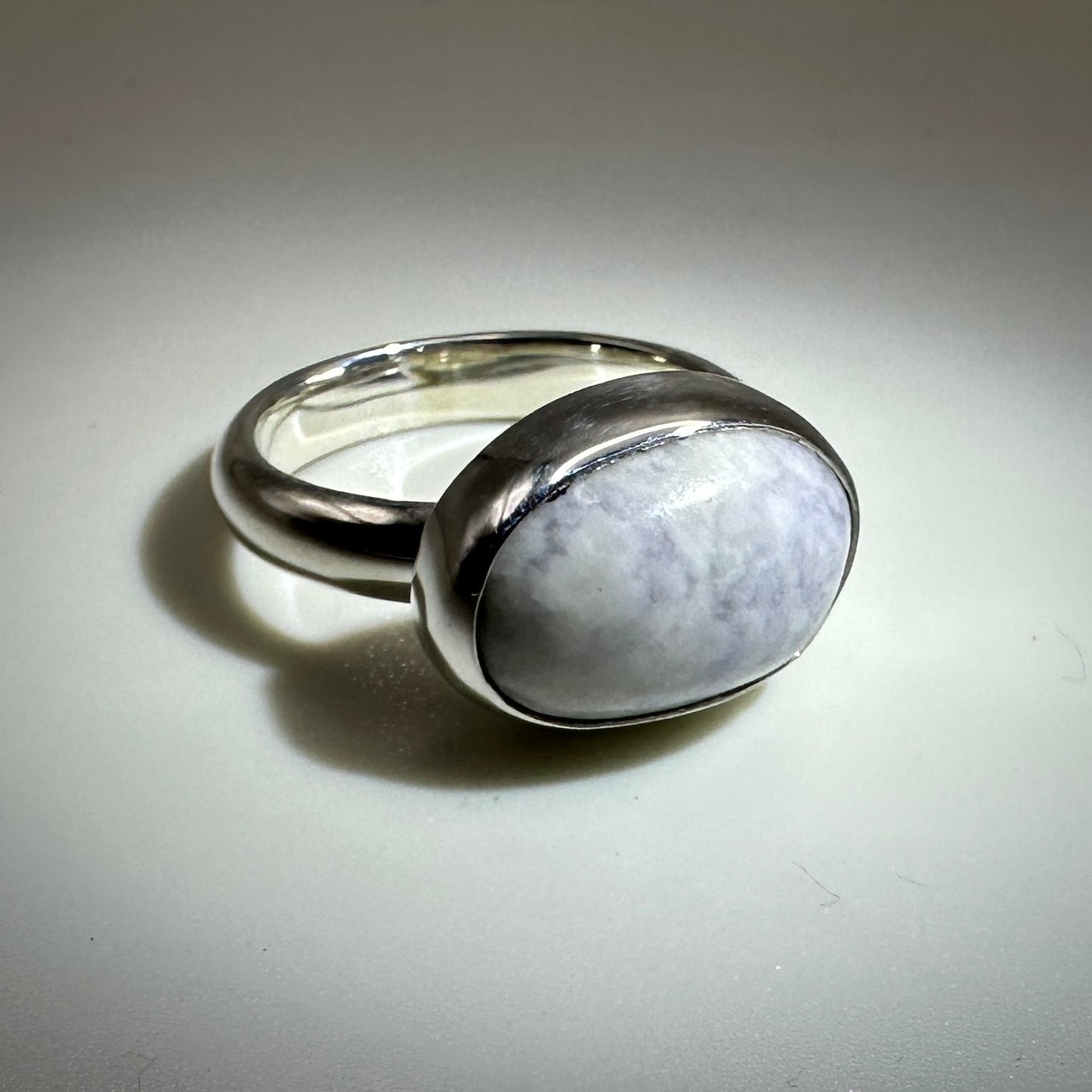 Lavender Jade Sterling Silver Ring size 8 band