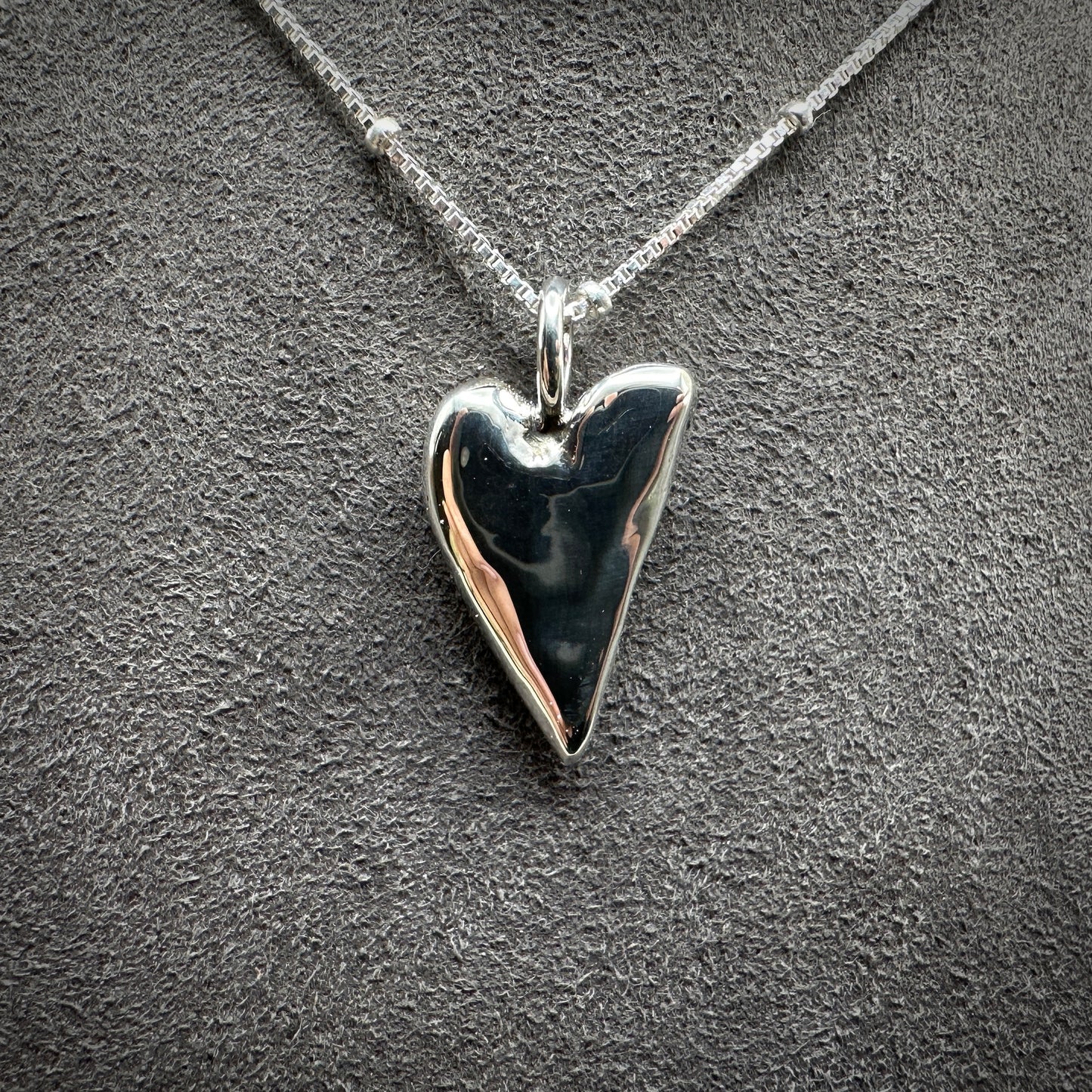 Cast Solid Sterling Silver Medium Heart Necklace