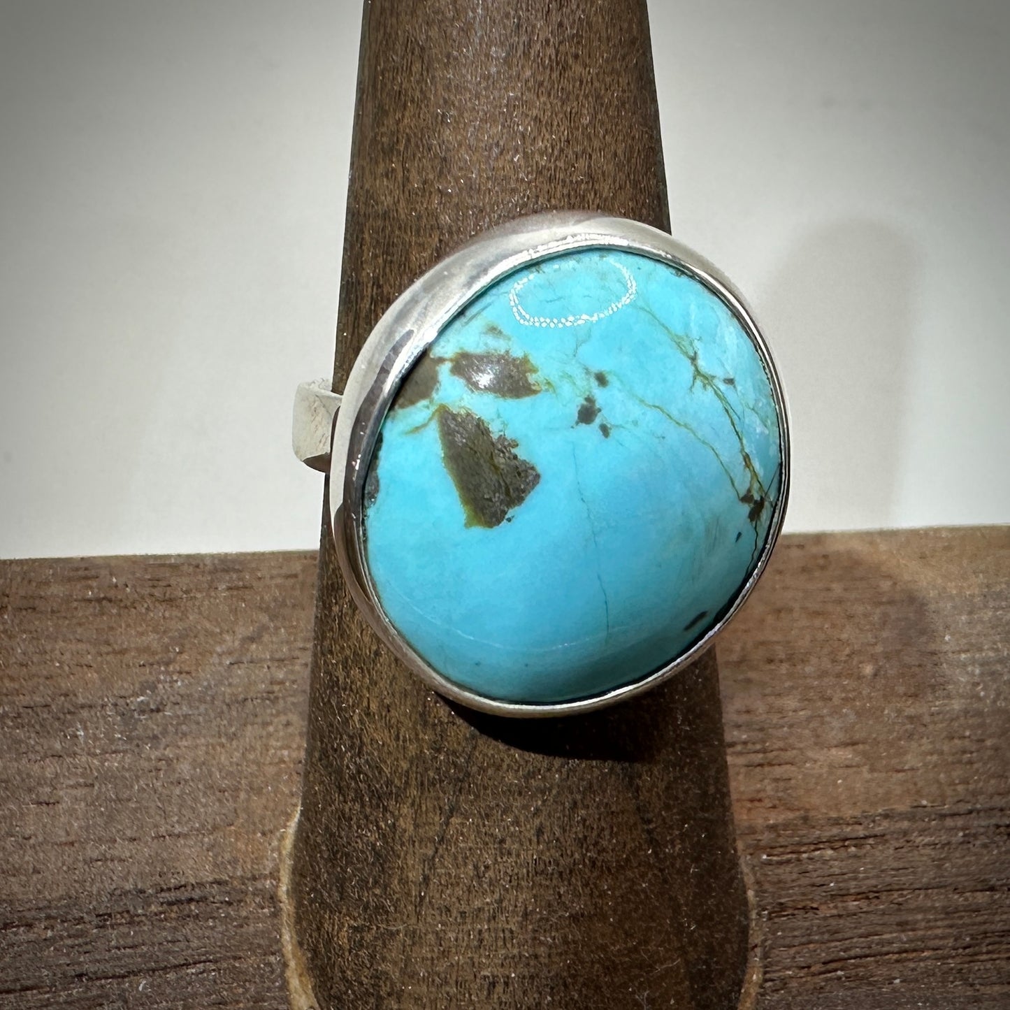 #8 Mine Turquoise in Sterling Silver size 7.5 band