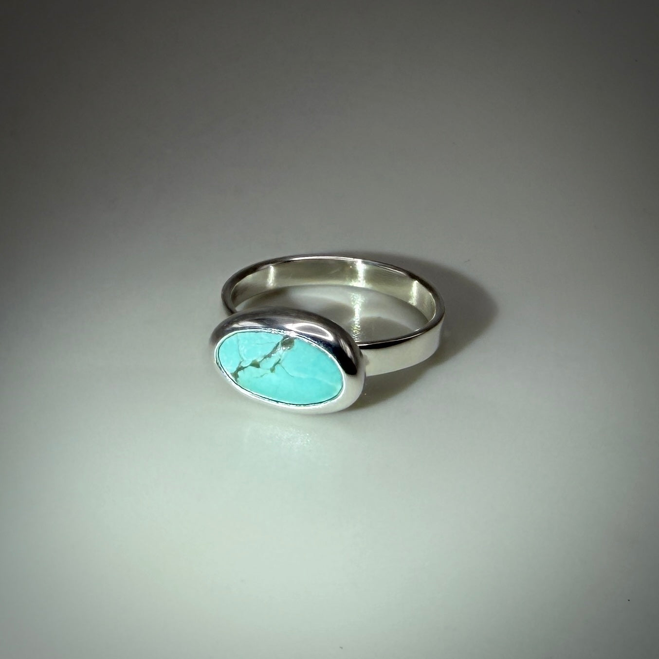 #8 Mine Turquoise in Sterling Silver size 5.5 band