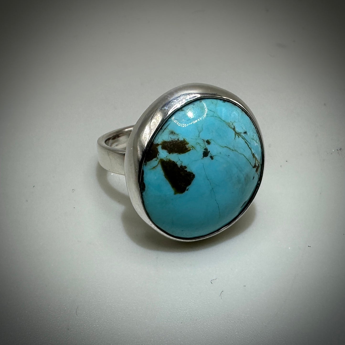#8 Mine Turquoise in Sterling Silver size 7.5 band