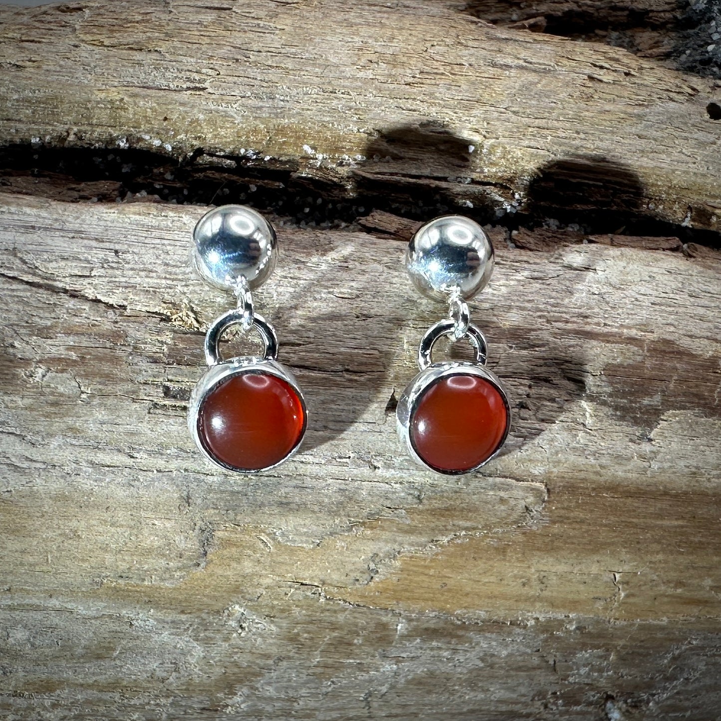 Carnelian Sterling Silver Stud Earrings