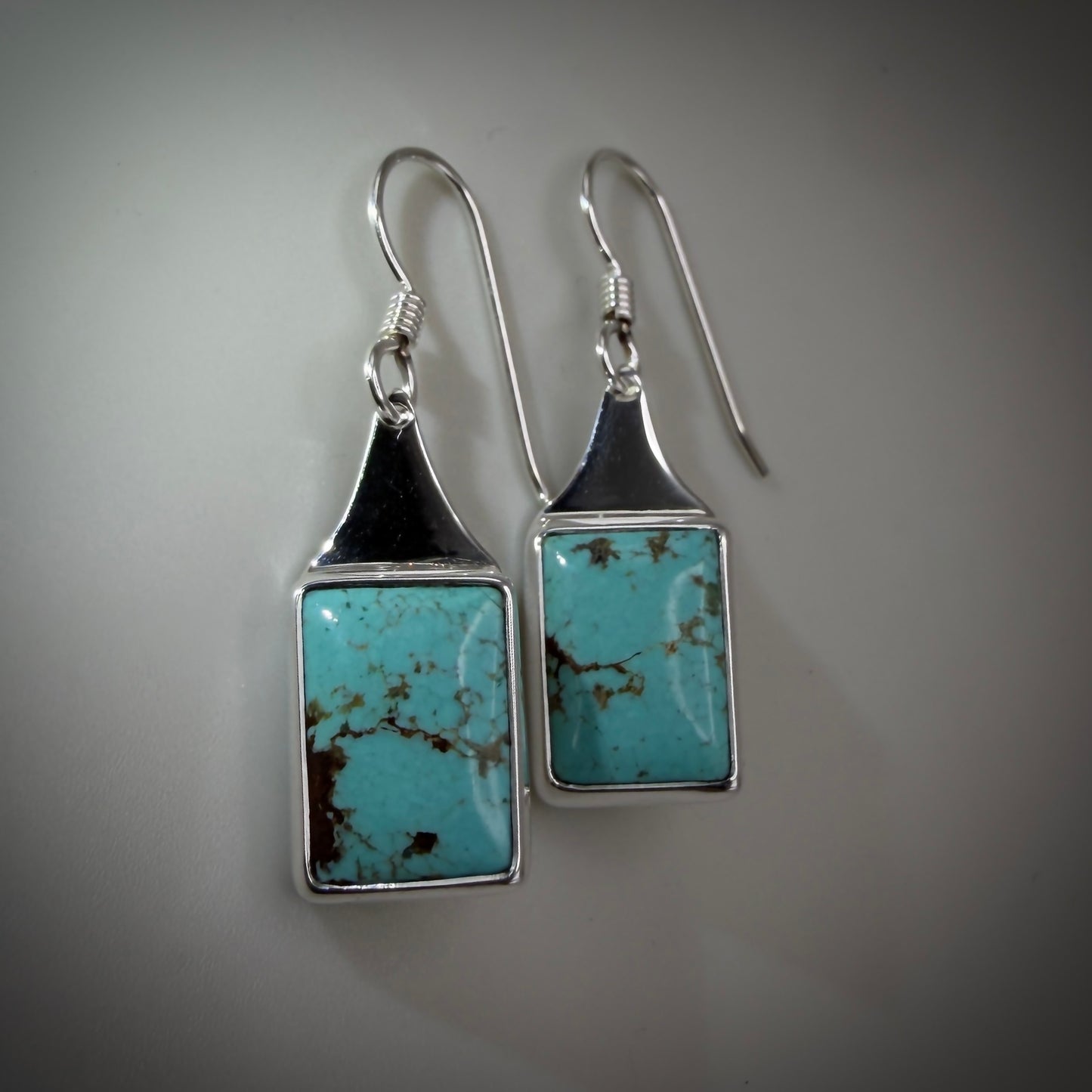 Number 8 Mine (NV) Turquoise Sterling Silver Earrings