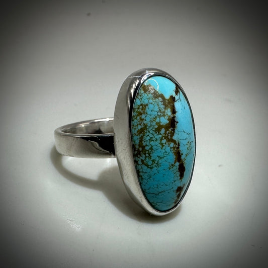 #8 Mine Turquoise in Sterling Silver size 8.25 band