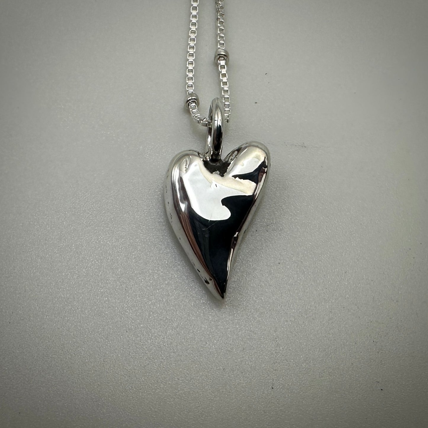 Cast Solid Sterling Silver Small Heart Necklace