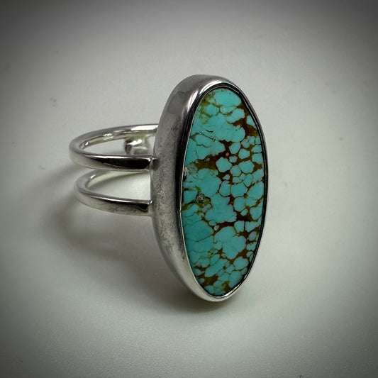 #8 Mine Turquoise in Sterling Silver size 8 band