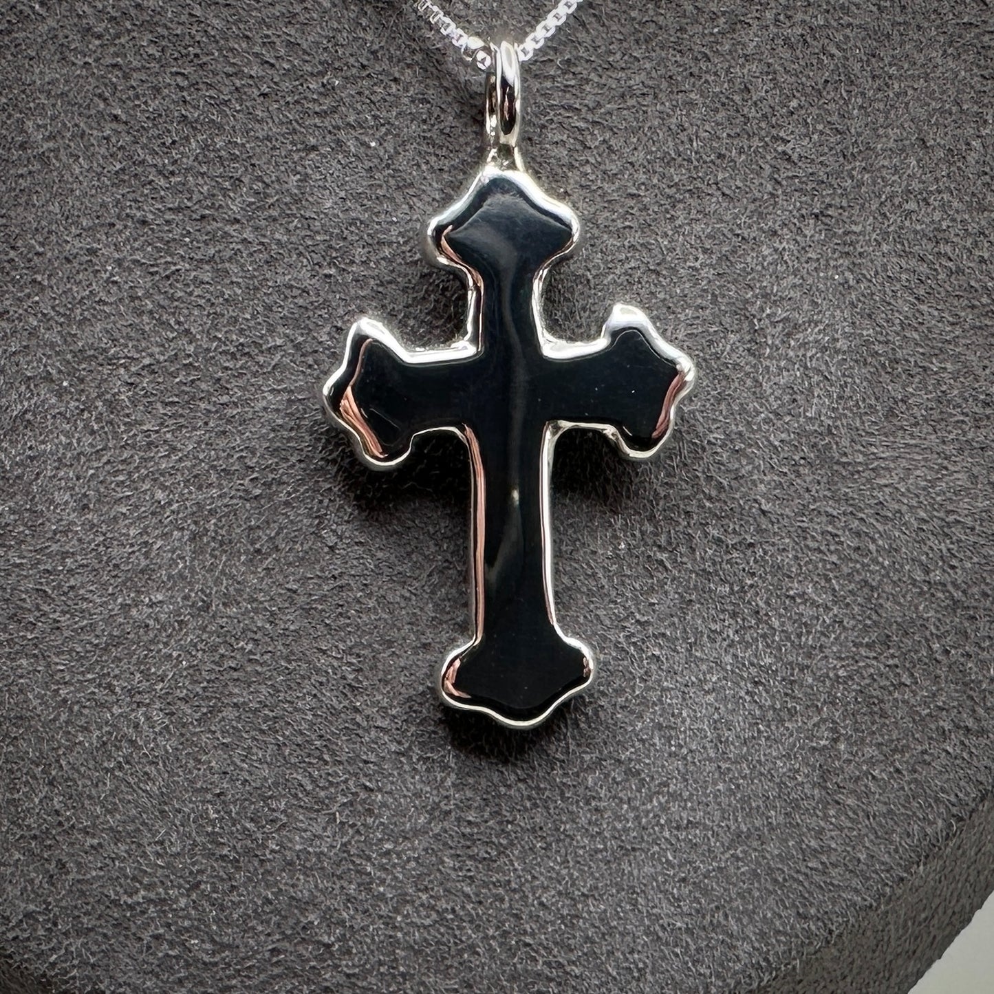 Heavy solid Sterling Silver Religious Cross Necklace