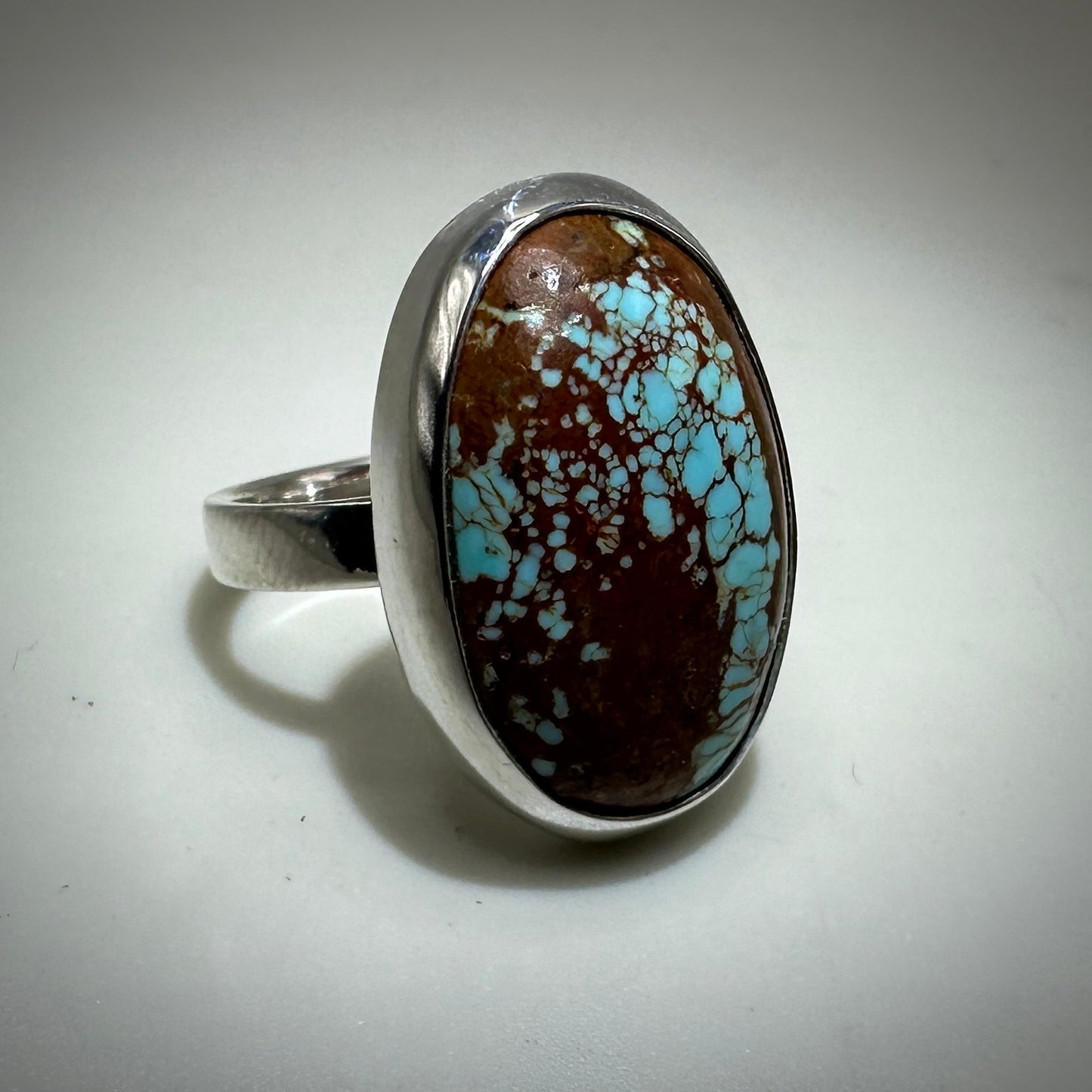 #8 Mine Turquoise in Sterling Silver 7.25 band