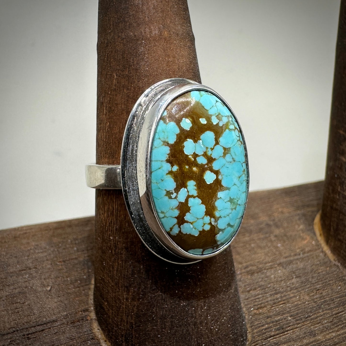#8 Mine Turquoise in Sterling Silver size 8 band