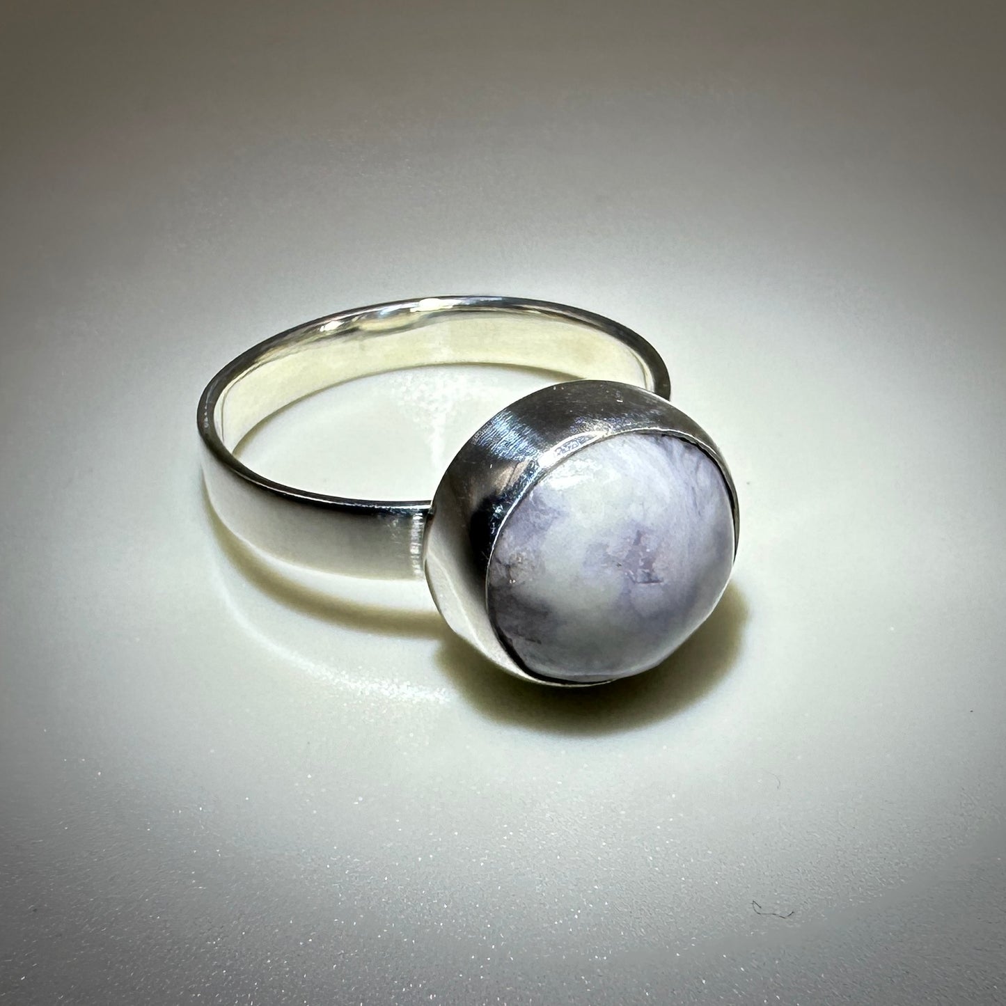 Lavender Jade Sterling Silver Ring size 9 band
