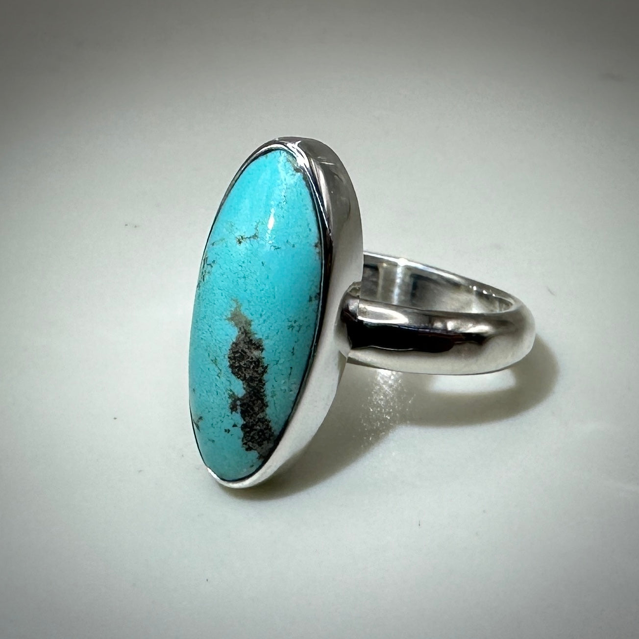 #8 Mine Turquoise in Sterling Silver size 8.25 band
