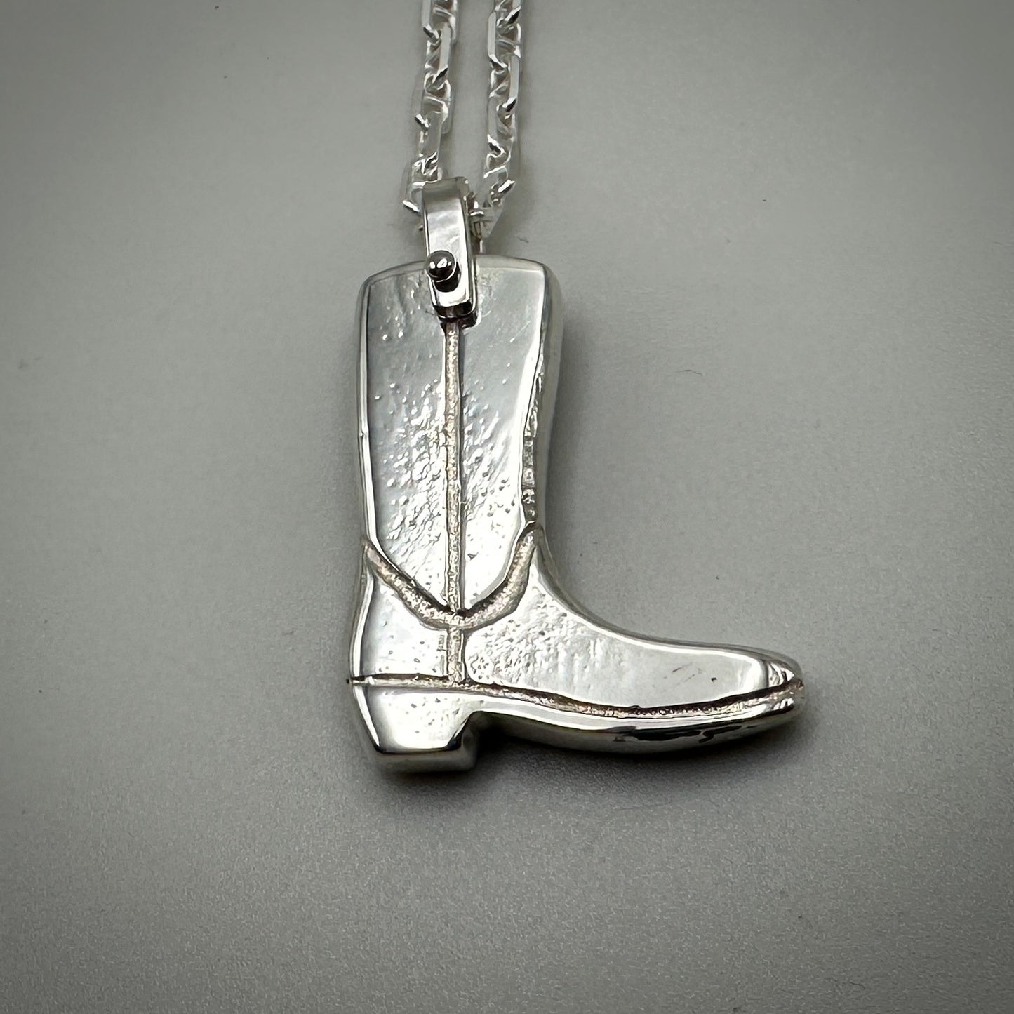 Heavy solid Sterling Silver Boot Necklace