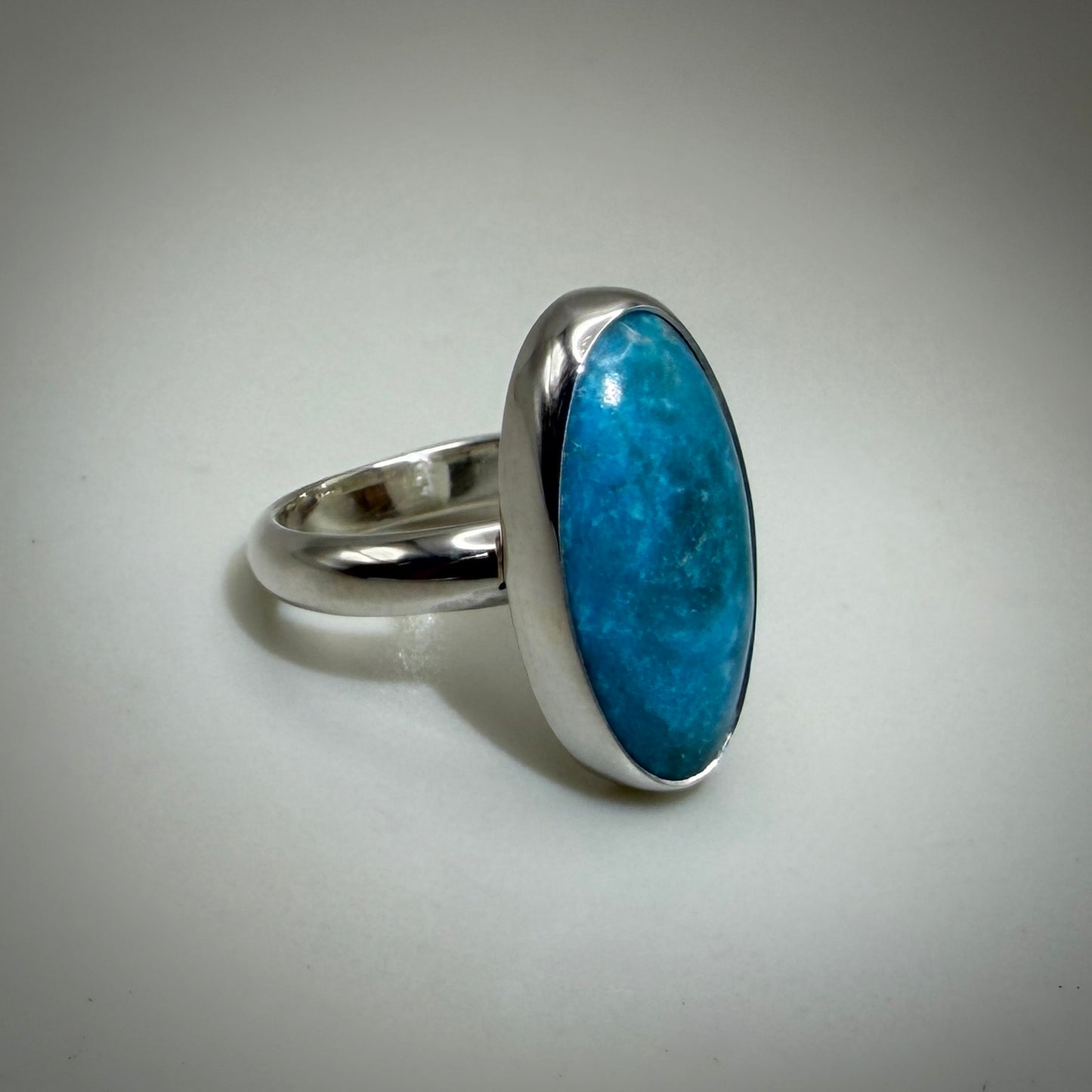 Kingman Turquoise in Sterling Silver size 7.5 band
