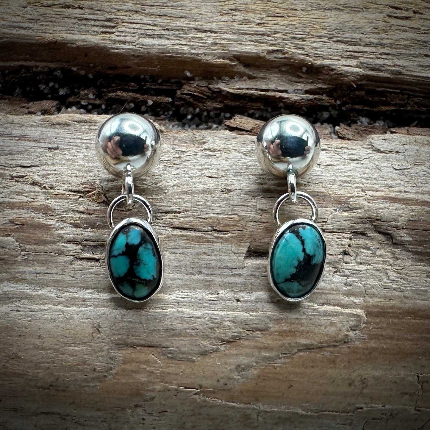 Hubei Turquoise Sterling Silver Stud Earrings