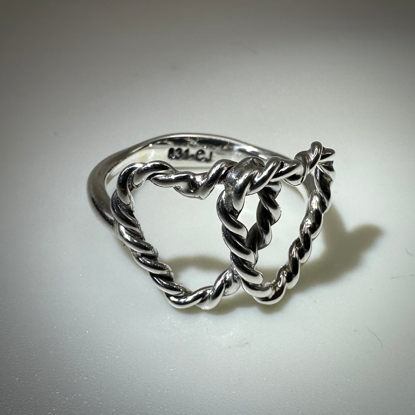 Sterling Silver Double Heart ring size 7 band