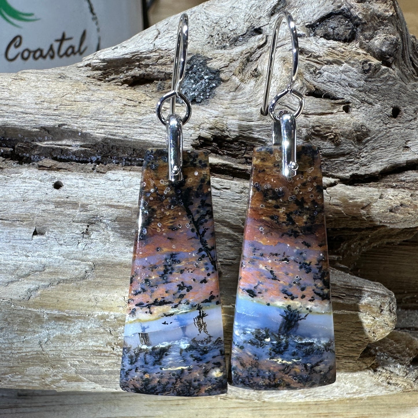 Honey Dendrite Agate Sterling Silver Earrings