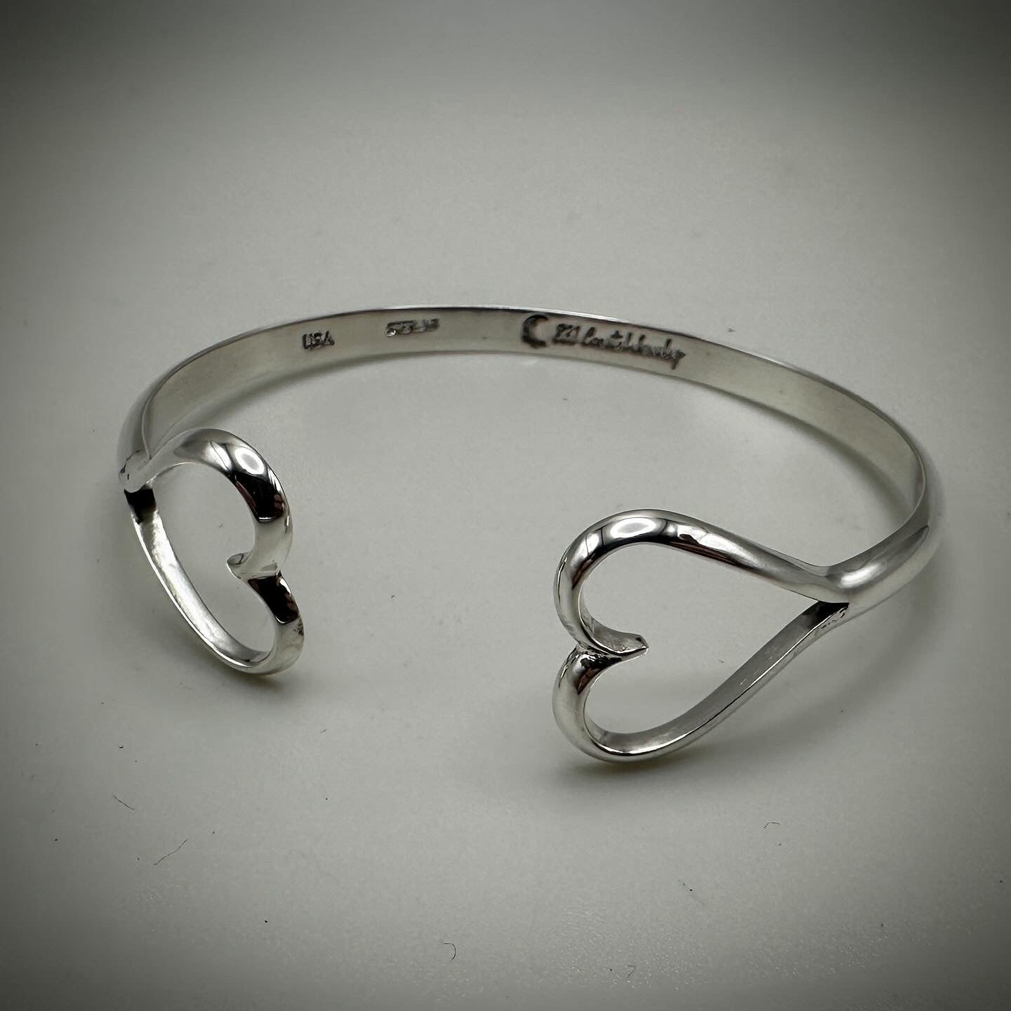 Valentines Heart Sterling Silver Cuff Bracelet