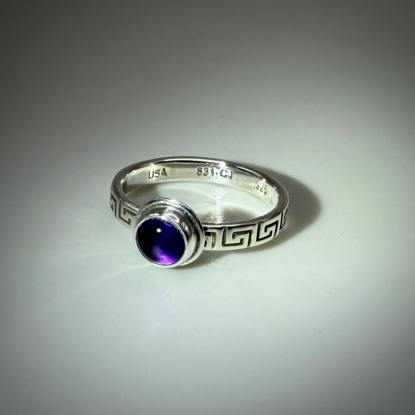 Amethyst set in Sterling Silver size 7.5 band