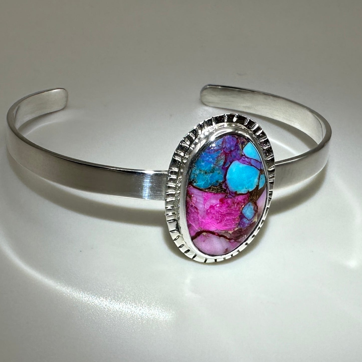 Purple Dahlia Sterling Silver Cuff Bracelet