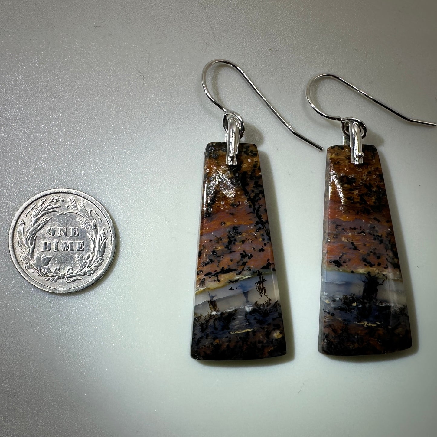 Honey Dendrite Agate Sterling Silver Earrings