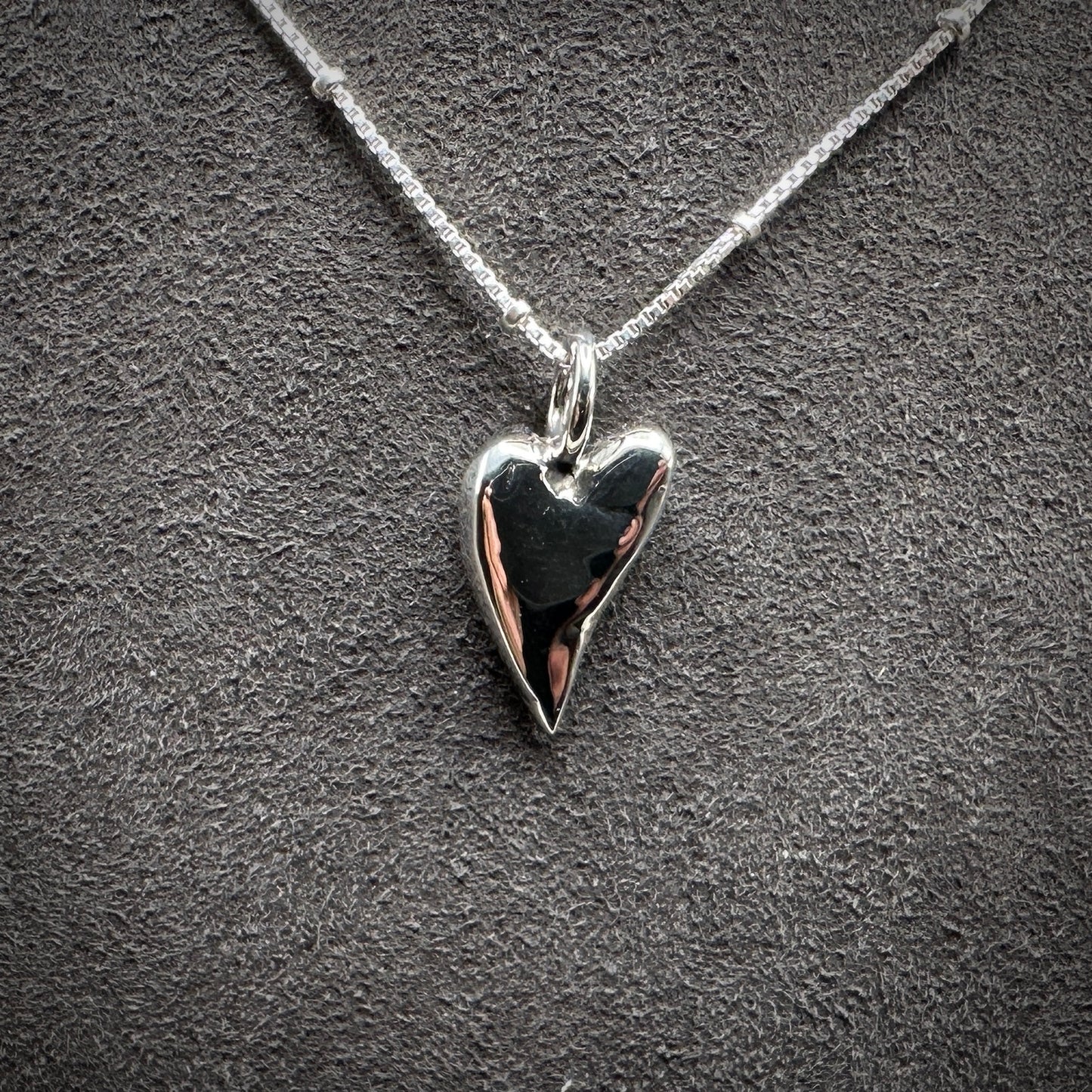 Cast Solid Sterling Silver Small Heart Necklace