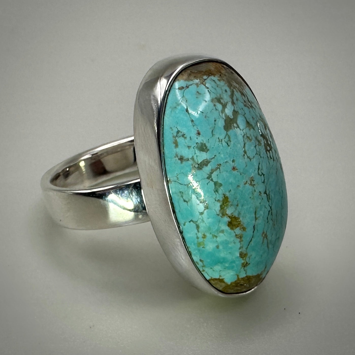 #8 Mine Turquoise in Sterling Silver size 8.5 band