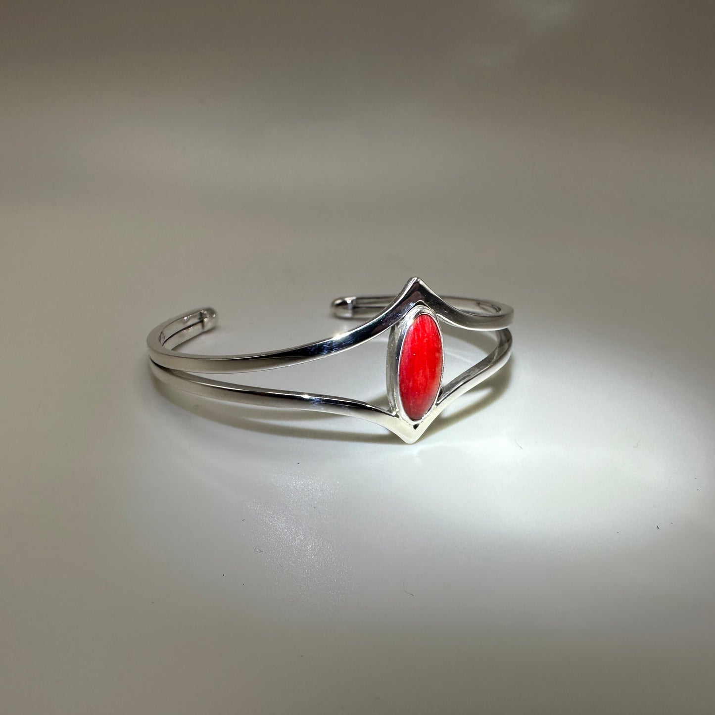 Bamboo Coral (dyed) Sterling Silver Cuff Bracelet