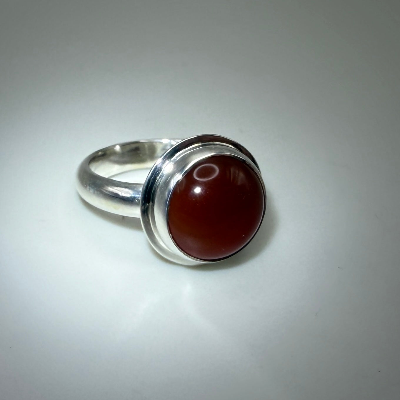 Carnelian Sterling Silver Ring size 7.5 Band