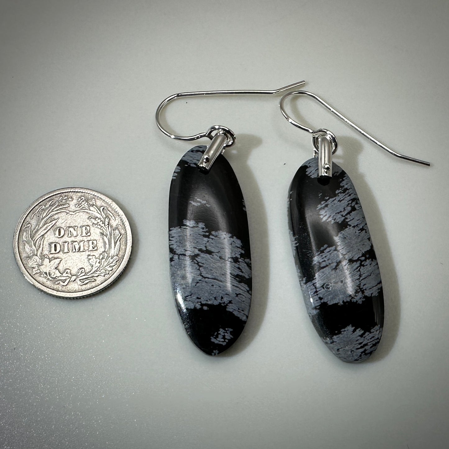 Snowflake Obsidian Sterling Silver Earrings