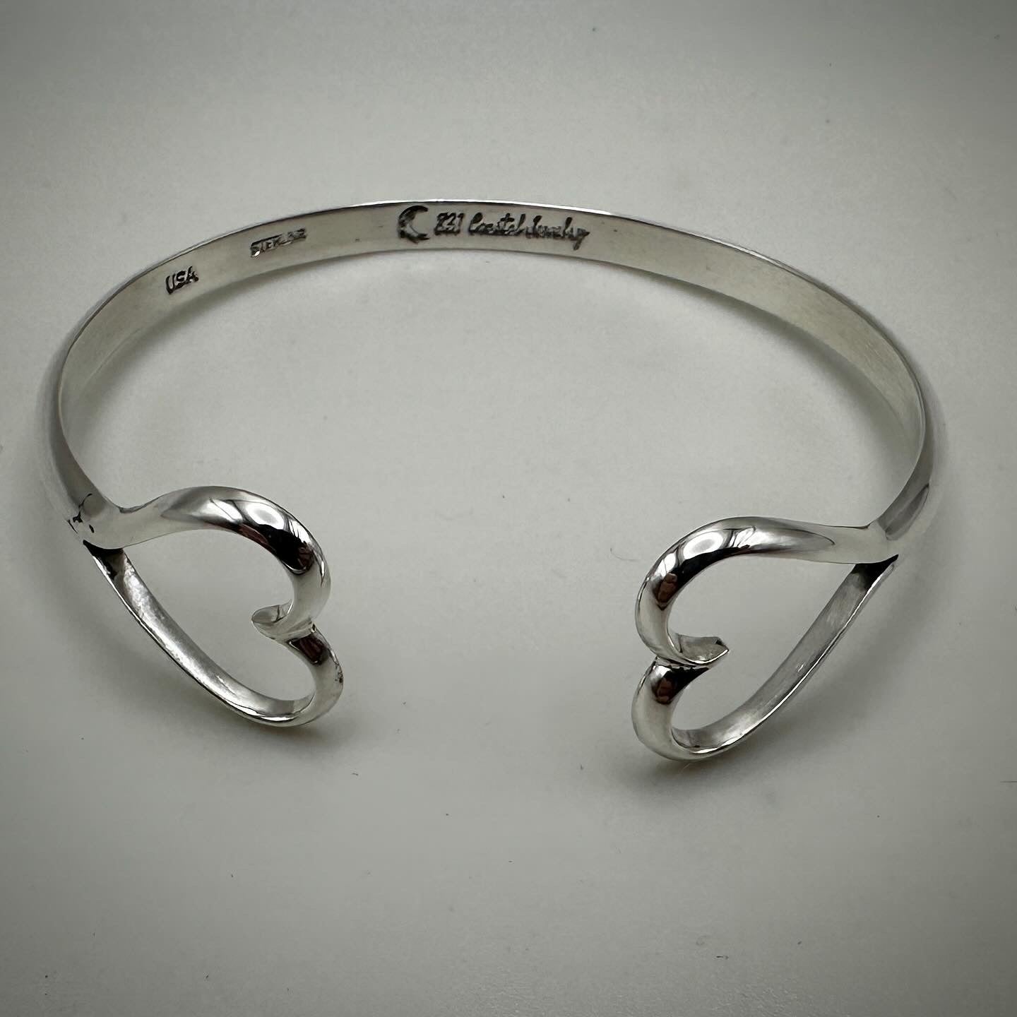 Valentines Heart Sterling Silver Cuff Bracelet