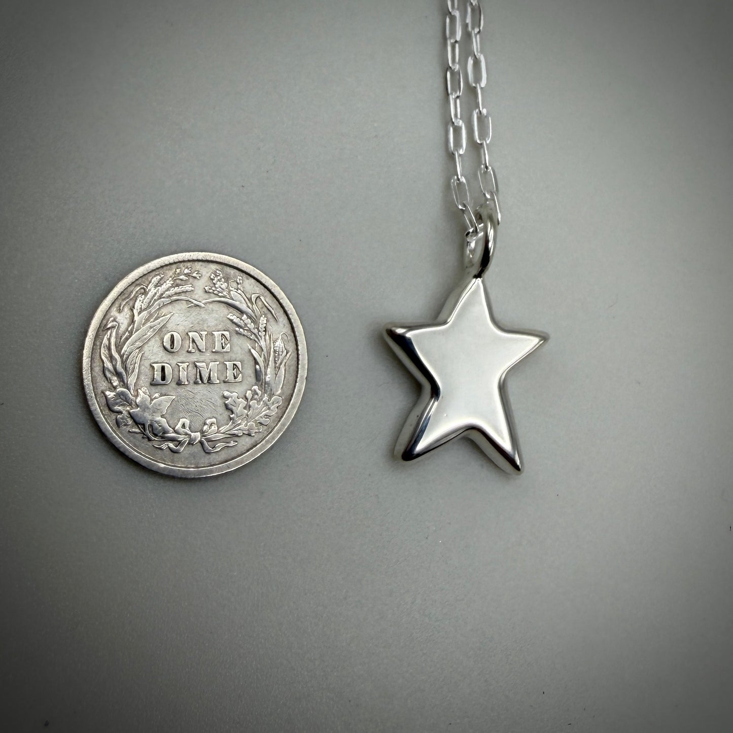 Cast Solid Sterling Silver Star Necklace