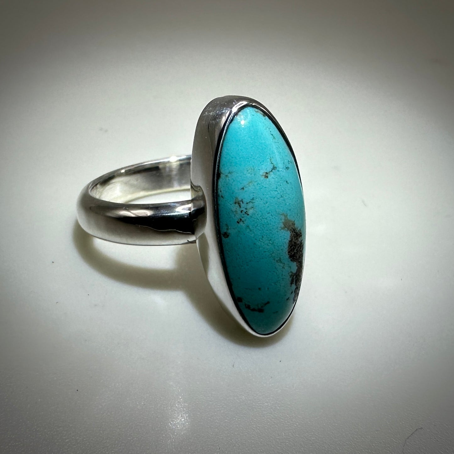 #8 Mine Turquoise in Sterling Silver size 8.25 band