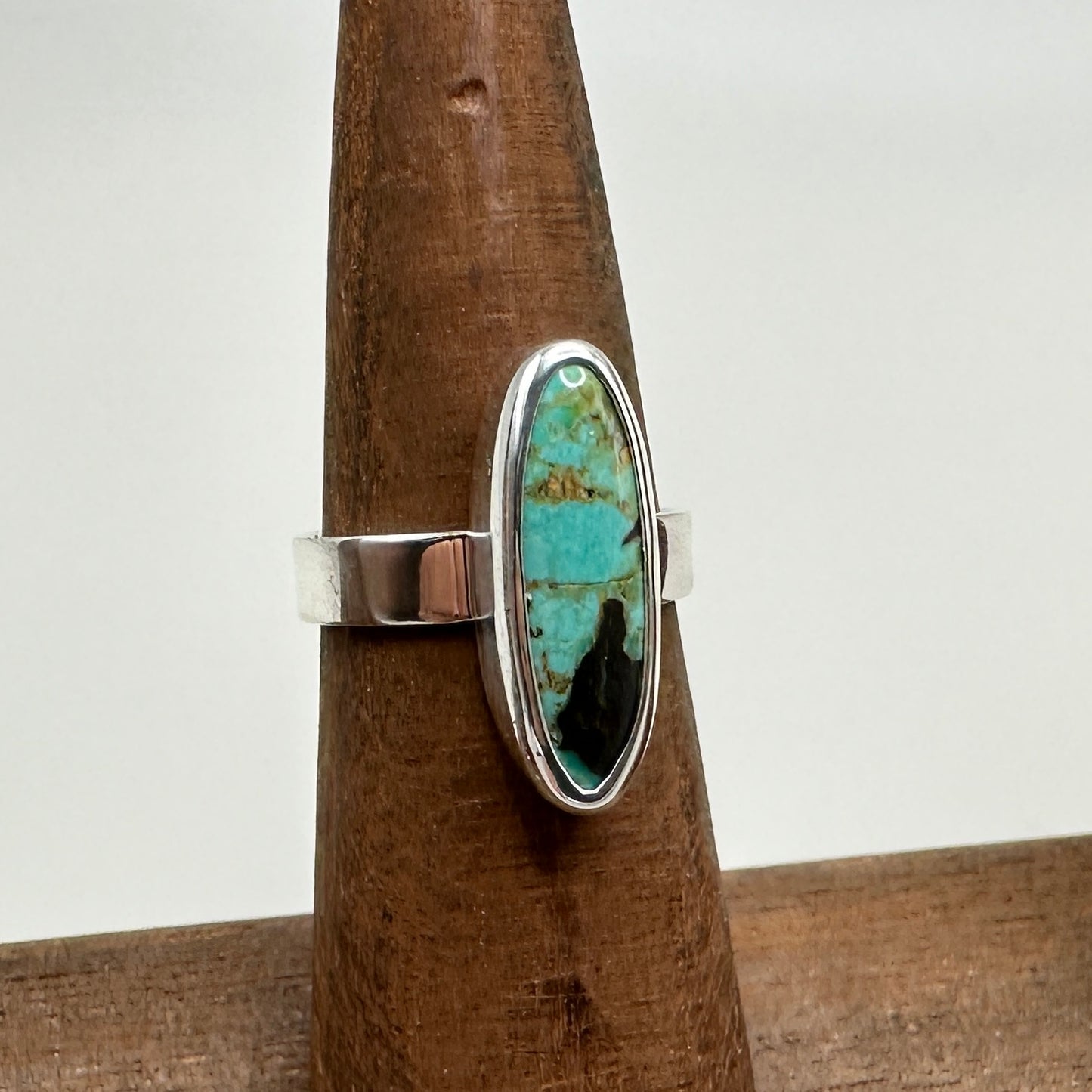 Hubei Turquoise Sterling Silver Ring, Size 5