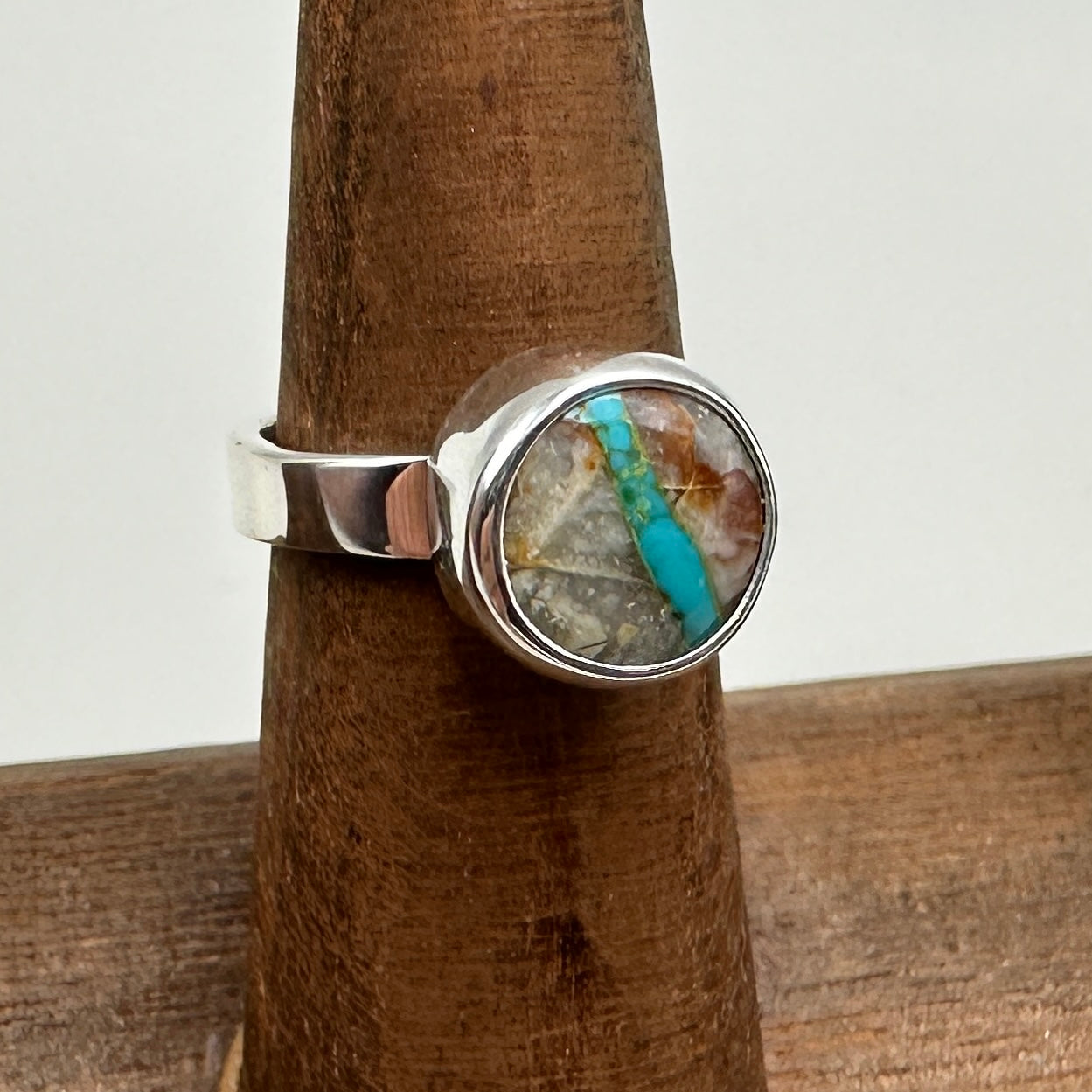 Royston Ribbon Turquoise Sterling Silver Ring, Size 5.5