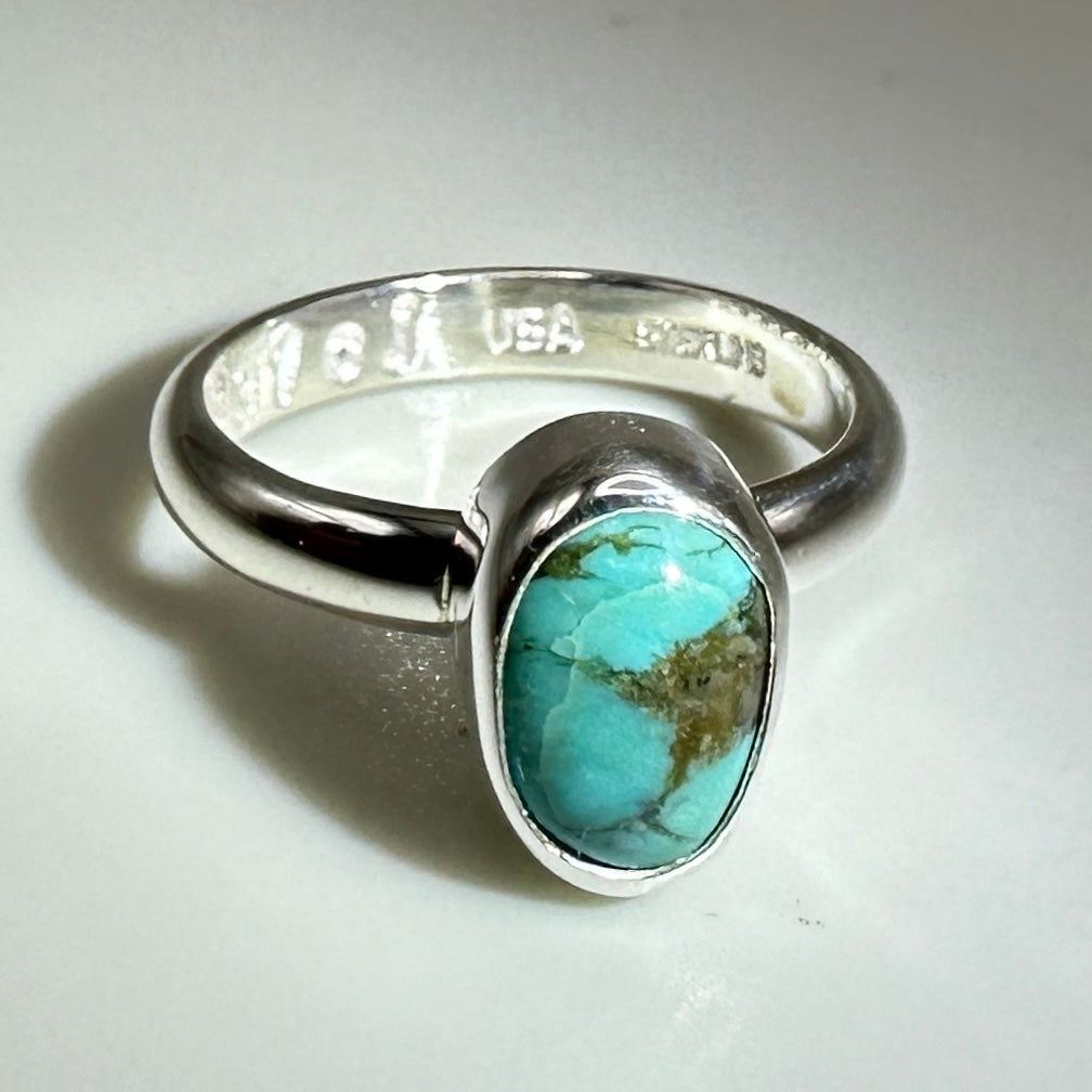 Kingman Turquoise Sterling Silver Ring, Size 6