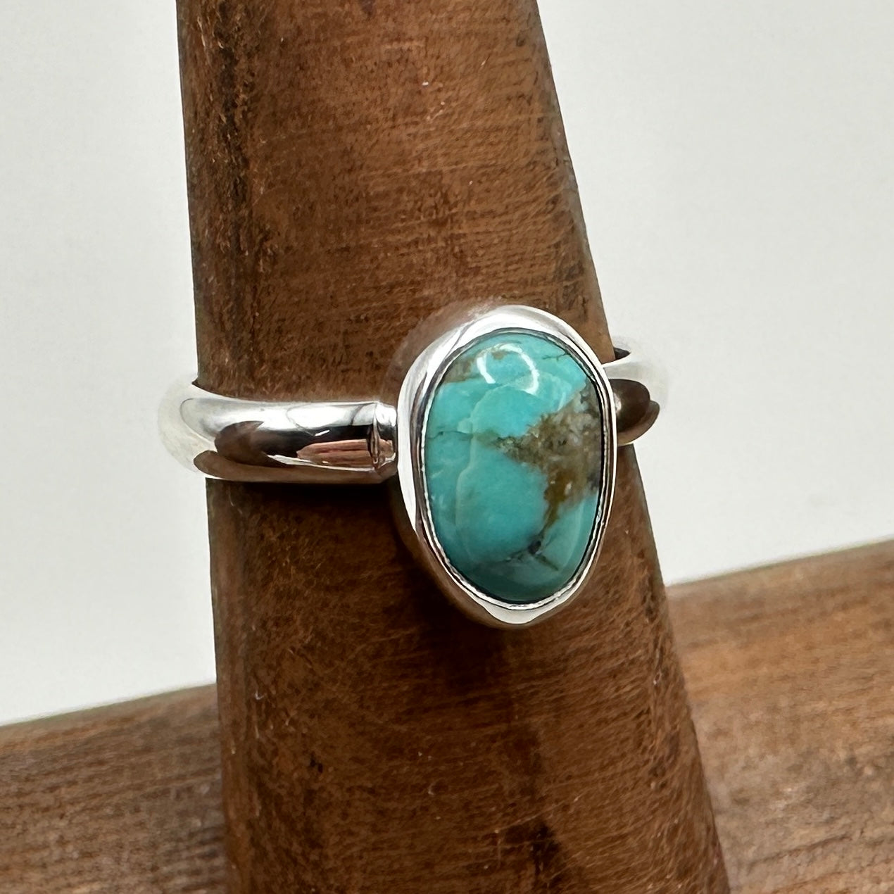 Kingman Turquoise Sterling Silver Ring, Size 6