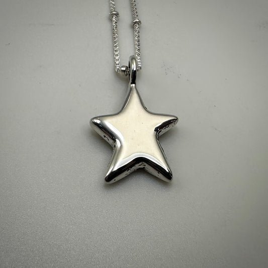 Cast Solid Sterling Silver Star Necklace