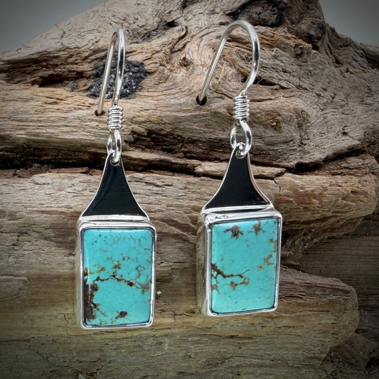 Number 8 Mine (NV) Turquoise Sterling Silver Earrings